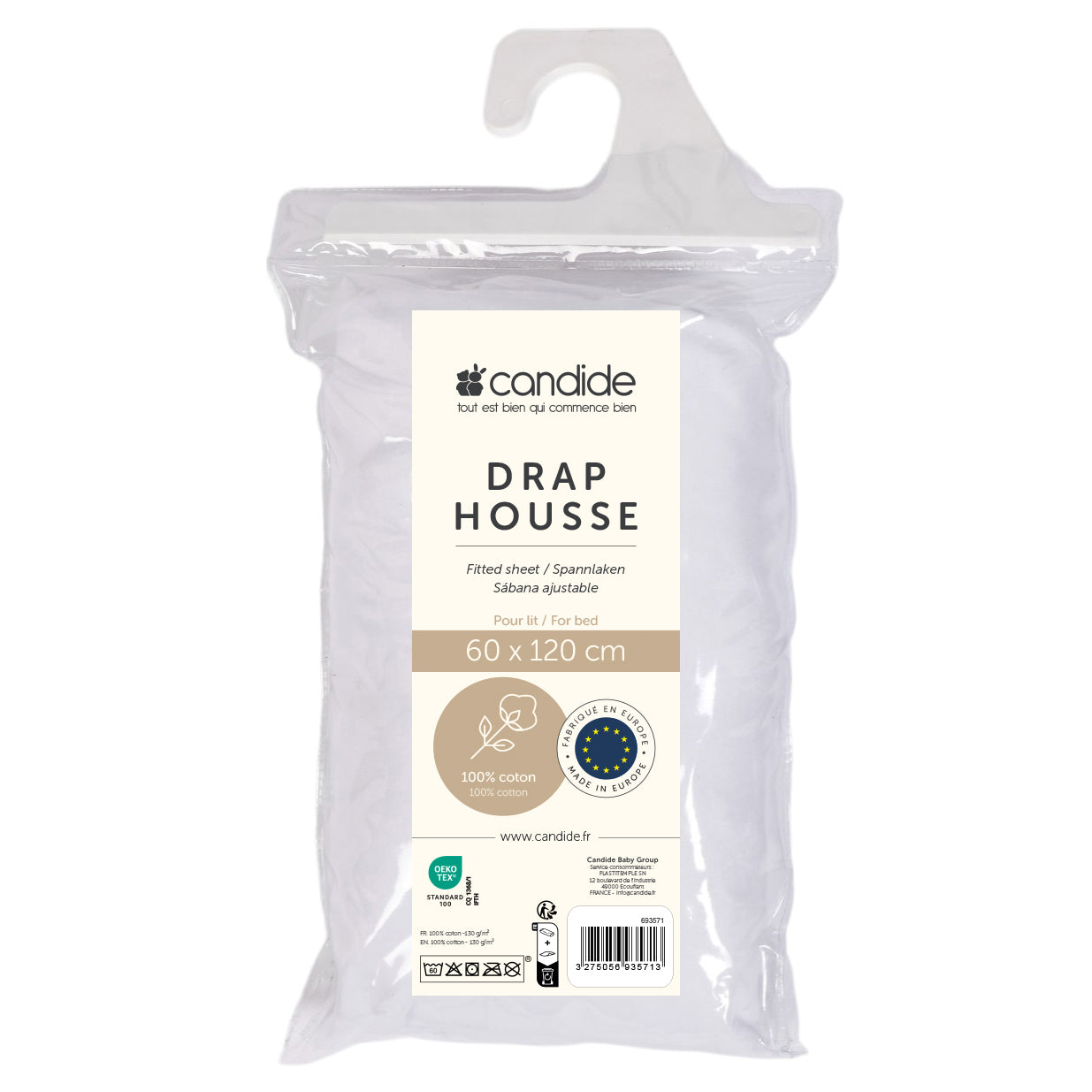 Fitted Sheet White 60X120Cm Candide