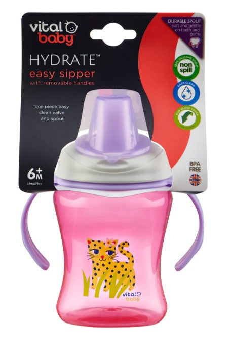 Чаша за лесно отпиване с подвижни дръжки 260 мл. Лилава Vital Baby