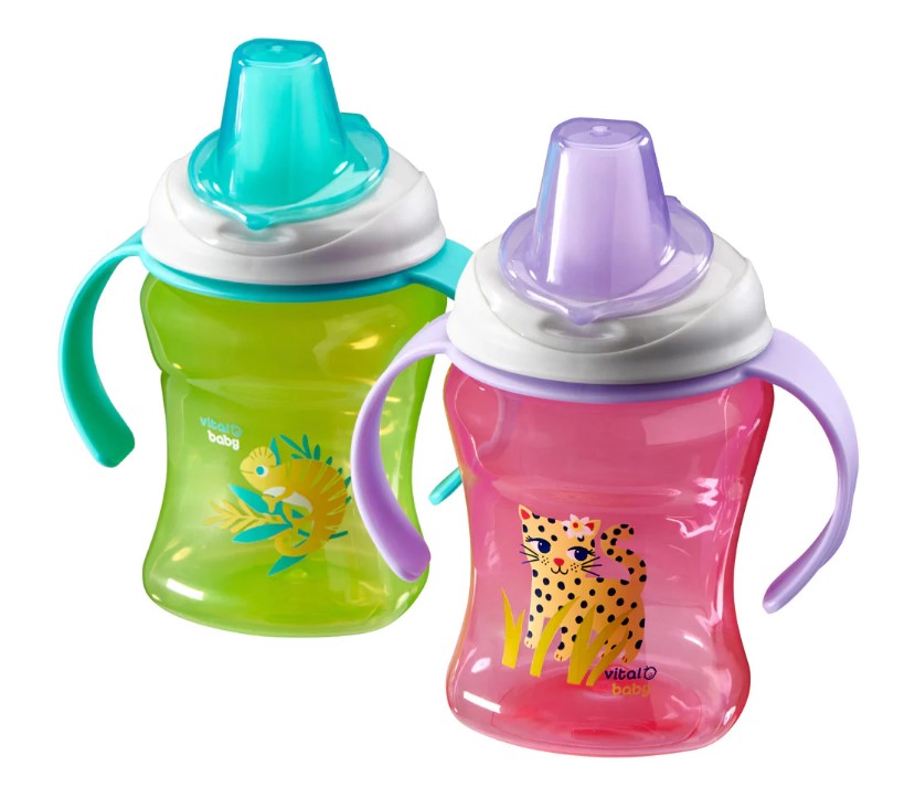 Чаша за лесно отпиване с подвижни дръжки 260 мл. Лилава Vital Baby