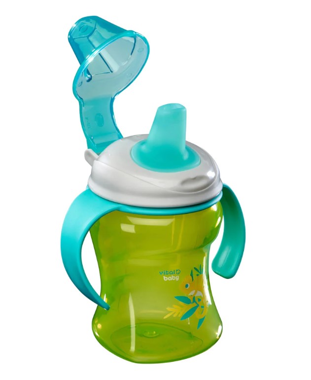 Чаша за лесно отпиване с подвижни дръжки 260 мл. Зелена Vital Baby