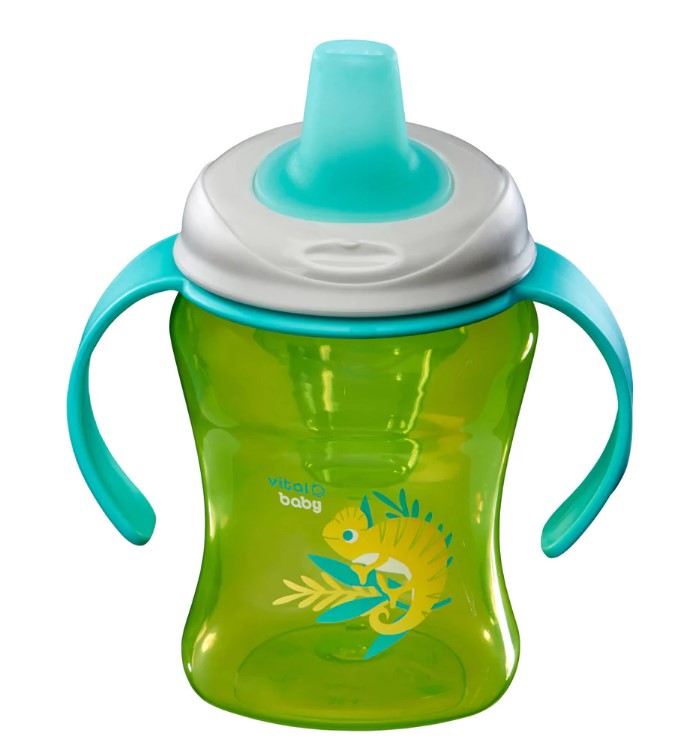Чаша за лесно отпиване с подвижни дръжки 260 мл. Зелена Vital Baby