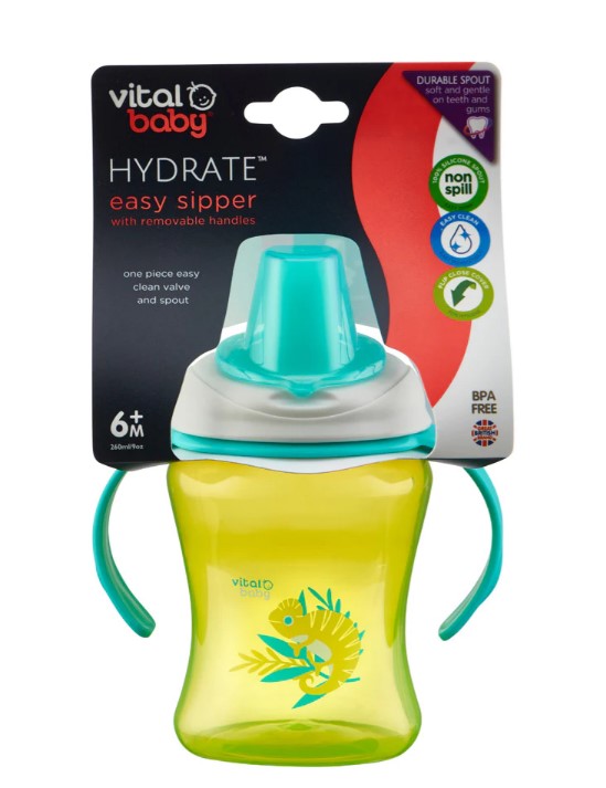 Чаша за лесно отпиване с подвижни дръжки 260 мл. Зелена Vital Baby