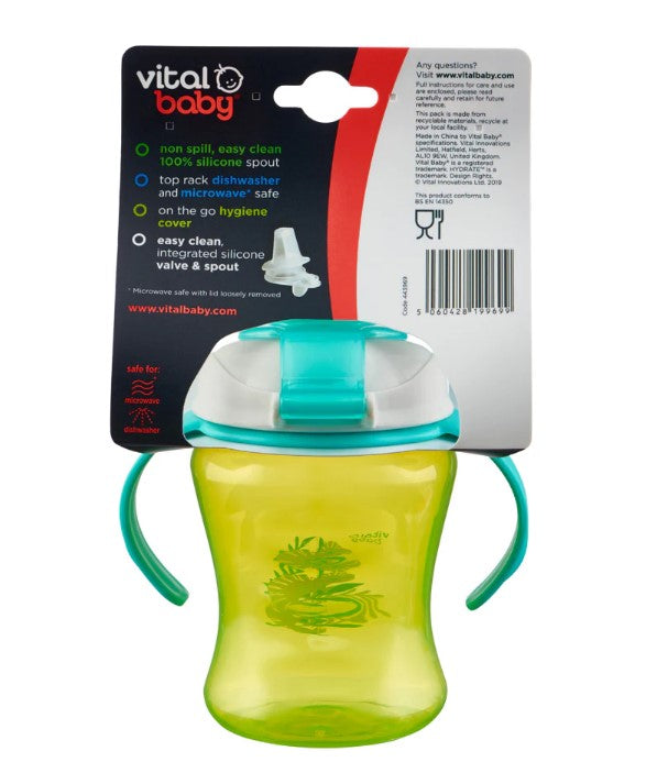 Чаша за лесно отпиване с подвижни дръжки 260 мл. Зелена Vital Baby