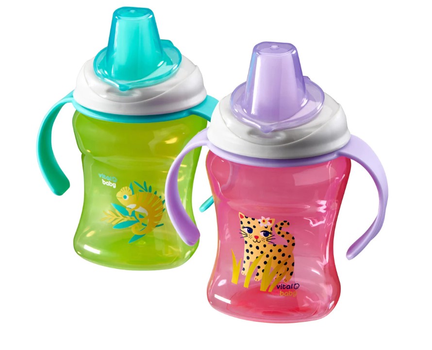 Чаша за лесно отпиване с подвижни дръжки 260 мл. Зелена Vital Baby