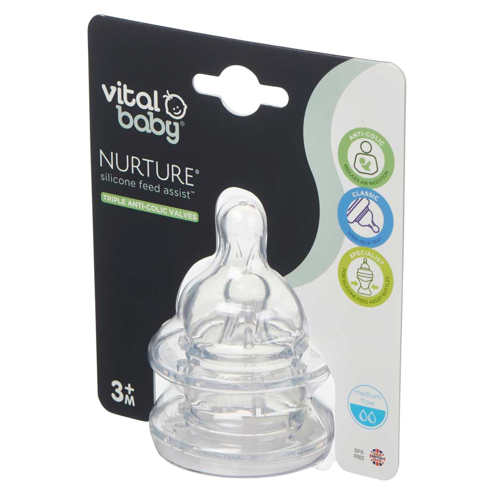 Силиконови биберони 3+ месеца за подпомагане на храненето Vital Baby