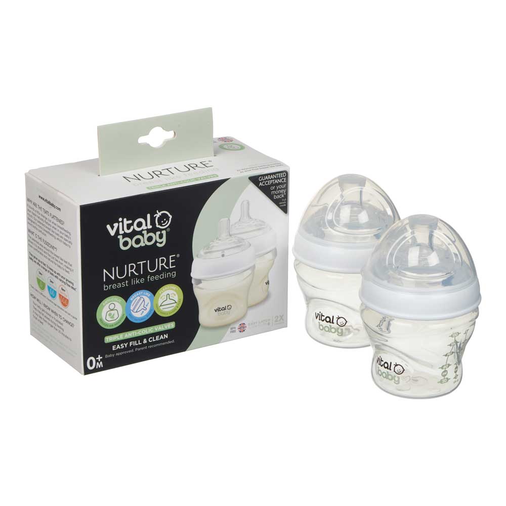 Anti-Colic Feeding Bottles 150 ml. 0+ Vital Baby