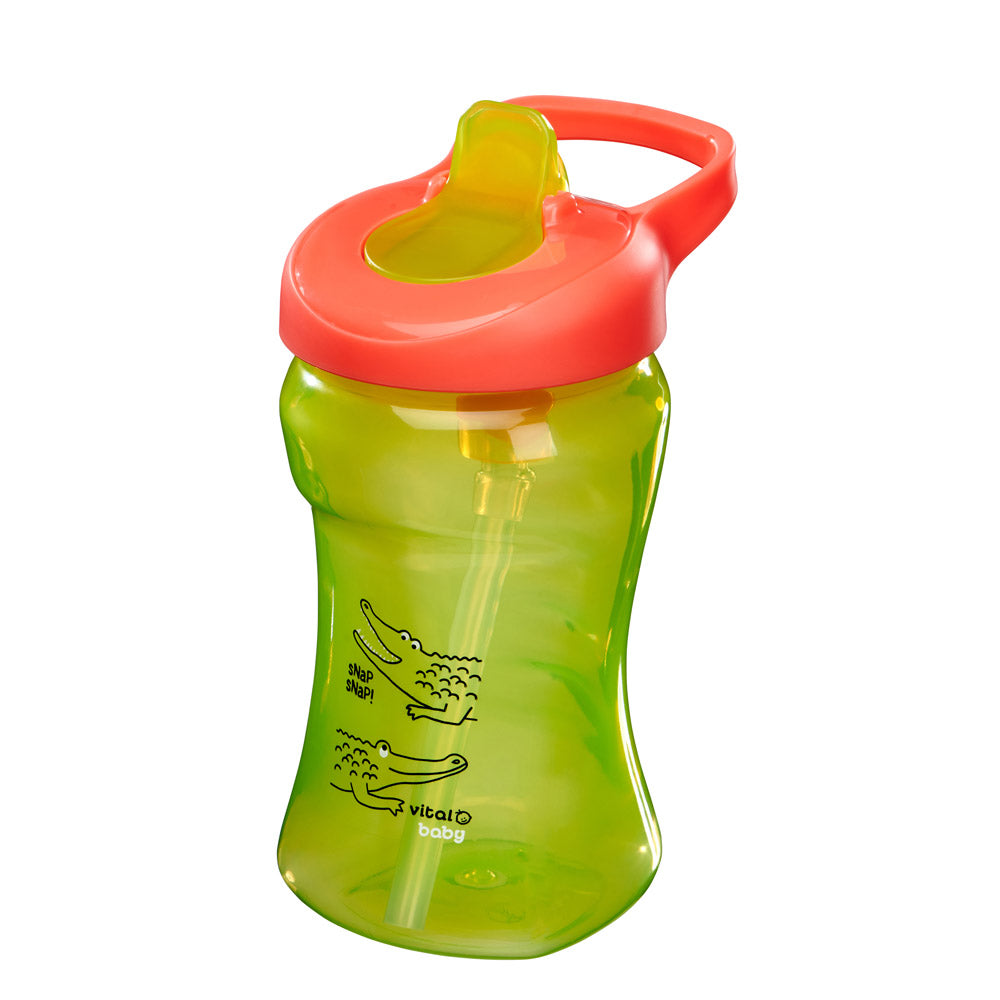 Неразливащо се шише със сламка 12м+ 340мл. зелено Vital Baby