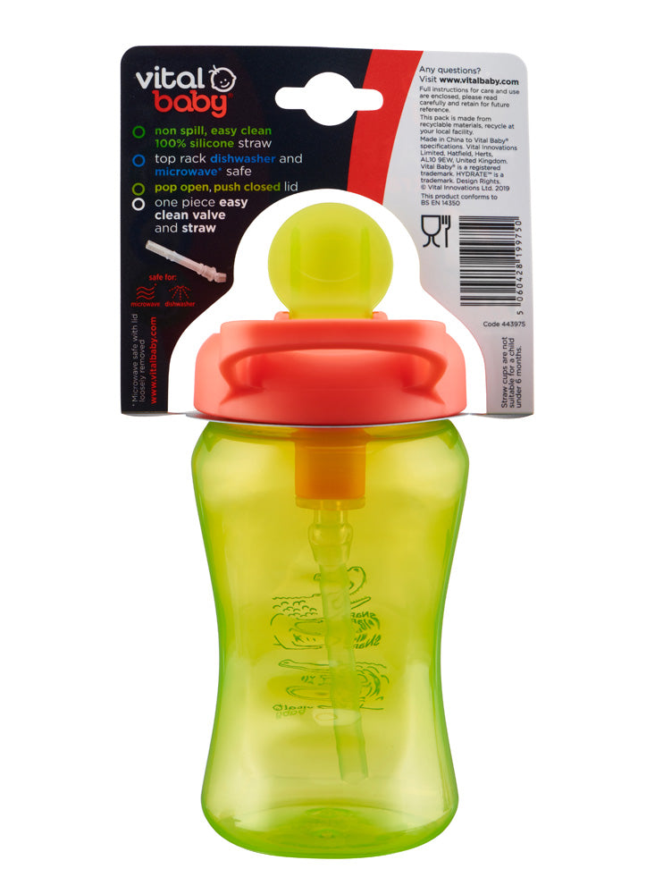 Неразливащо се шише със сламка 12м+ 340мл. зелено Vital Baby