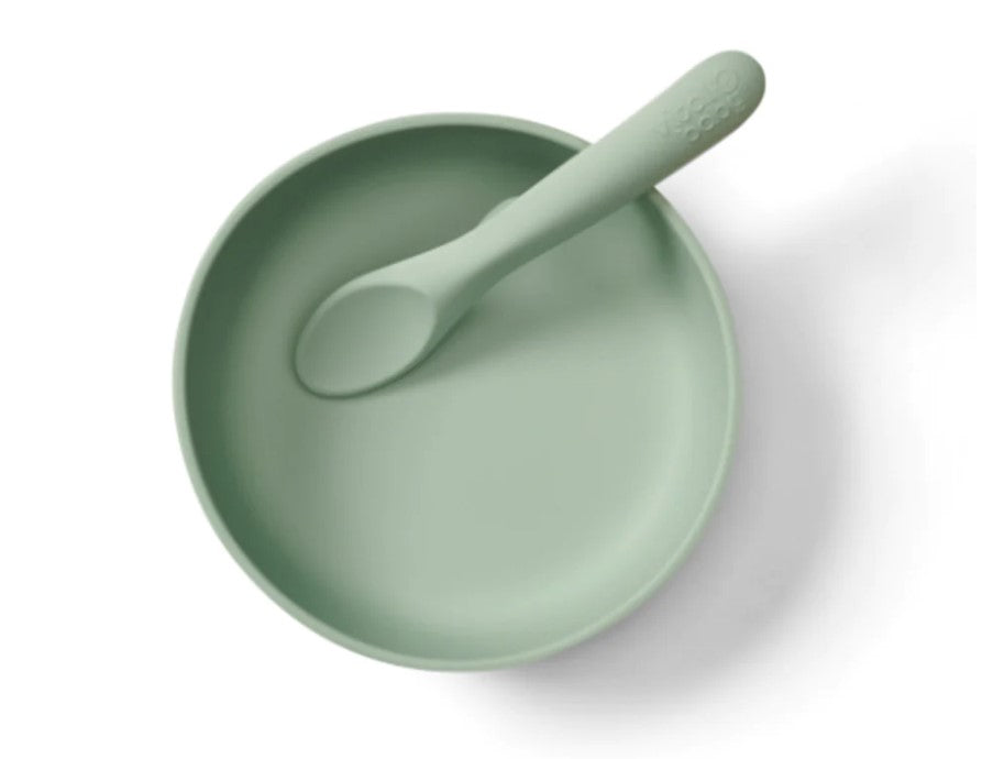 Silicone Vacuum Cup and Spoon Set Mint Vital Baby