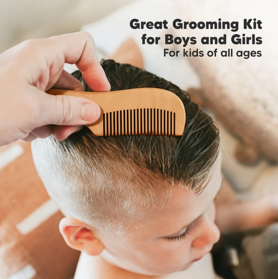 Set de pieptene și perie de păr KeaBabies din lemn pentru bebeluși