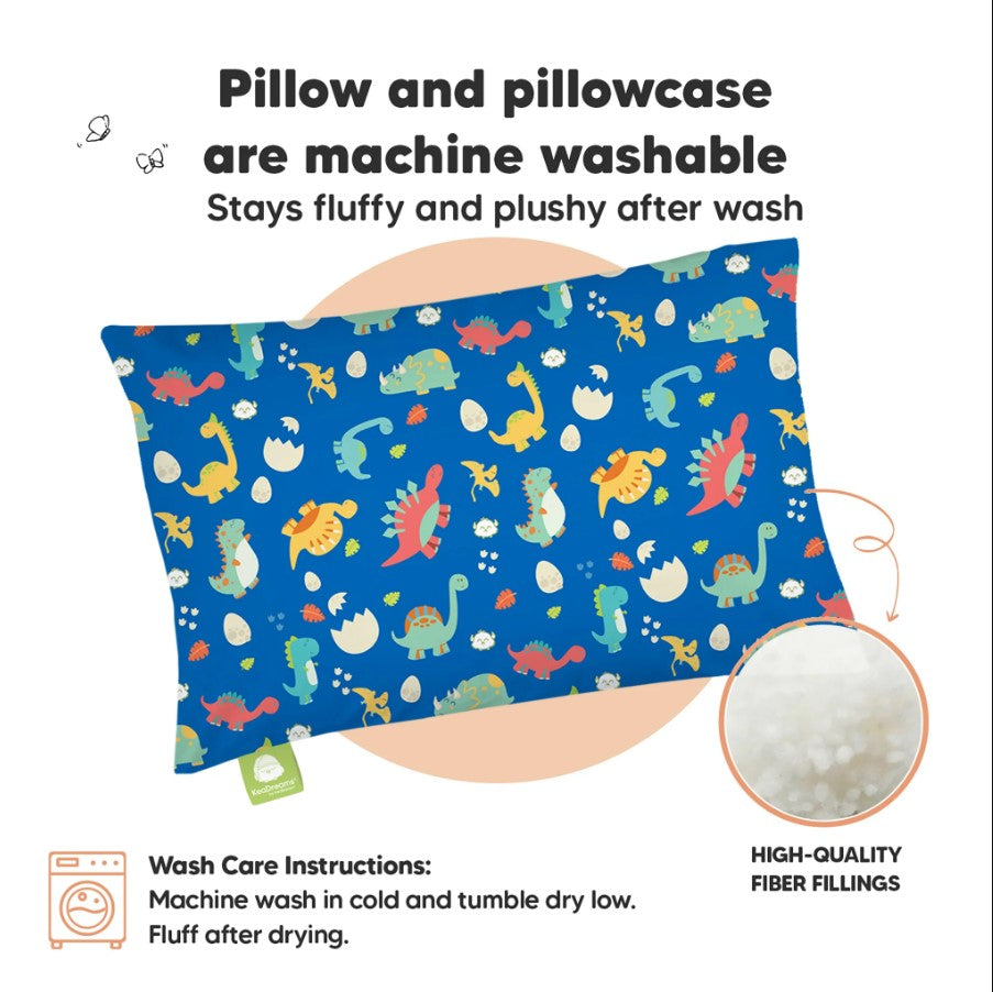 Детска Ергономична Възглавница 33х46см Сини Динозаври KeaBabies