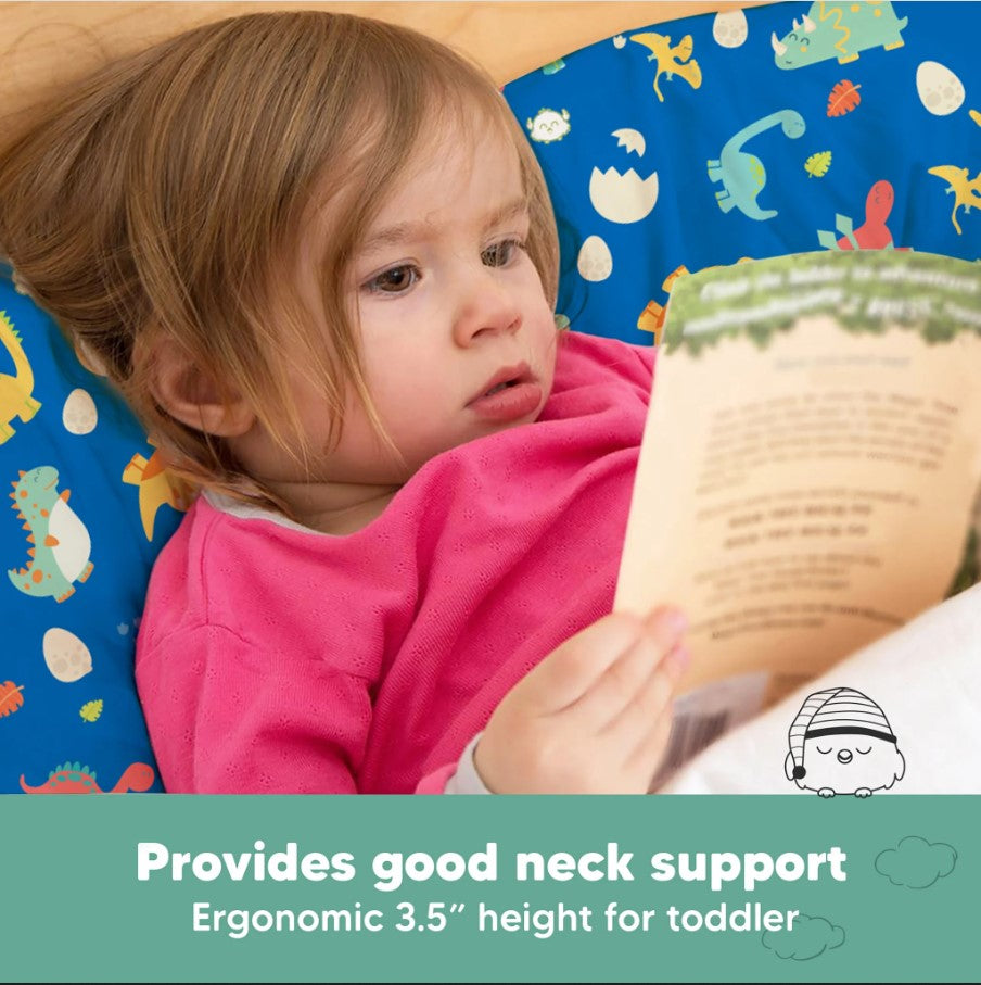 Детска Ергономична Възглавница 33х46см Сини Динозаври KeaBabies