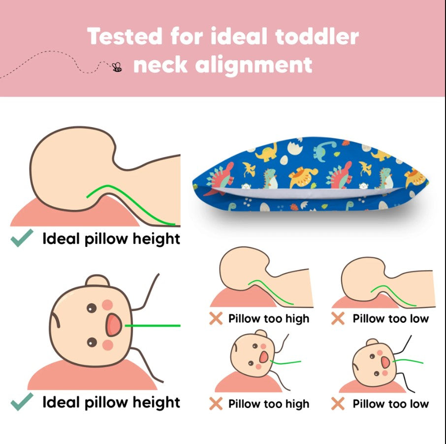 Детска Ергономична Възглавница 33х46см Сини Динозаври KeaBabies
