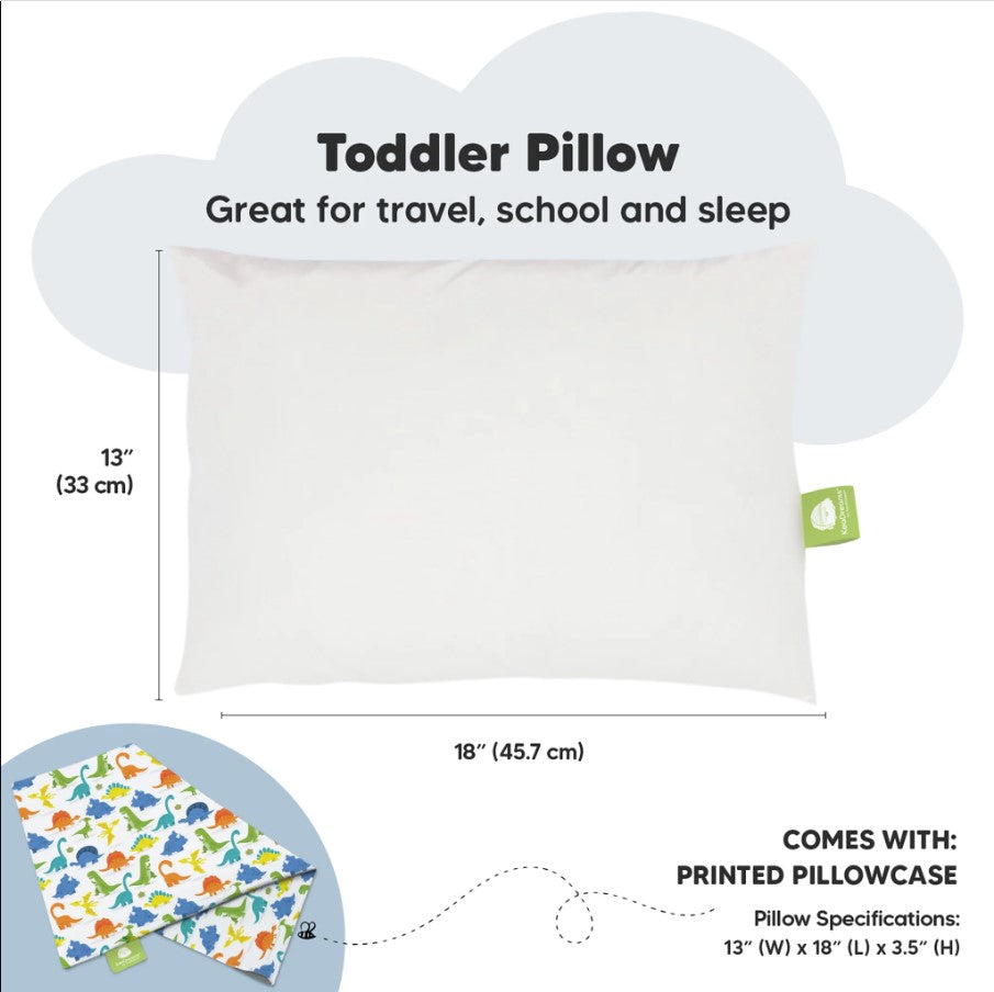 Детска Ергономична Възглавница 33х46см Бели Динозаври KeaBabies