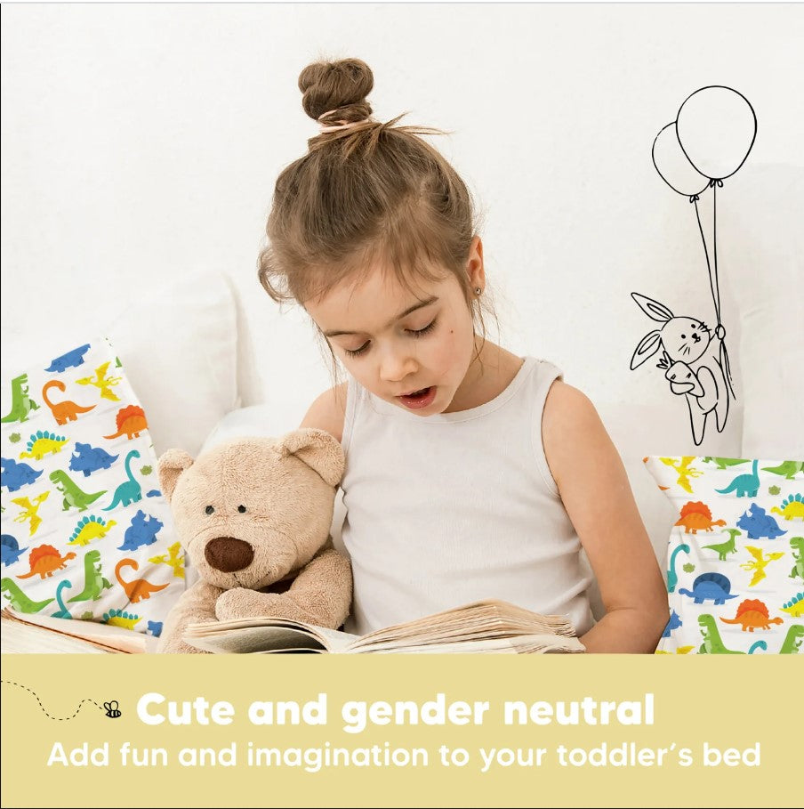 Детска Ергономична Възглавница 33х46см Бели Динозаври KeaBabies