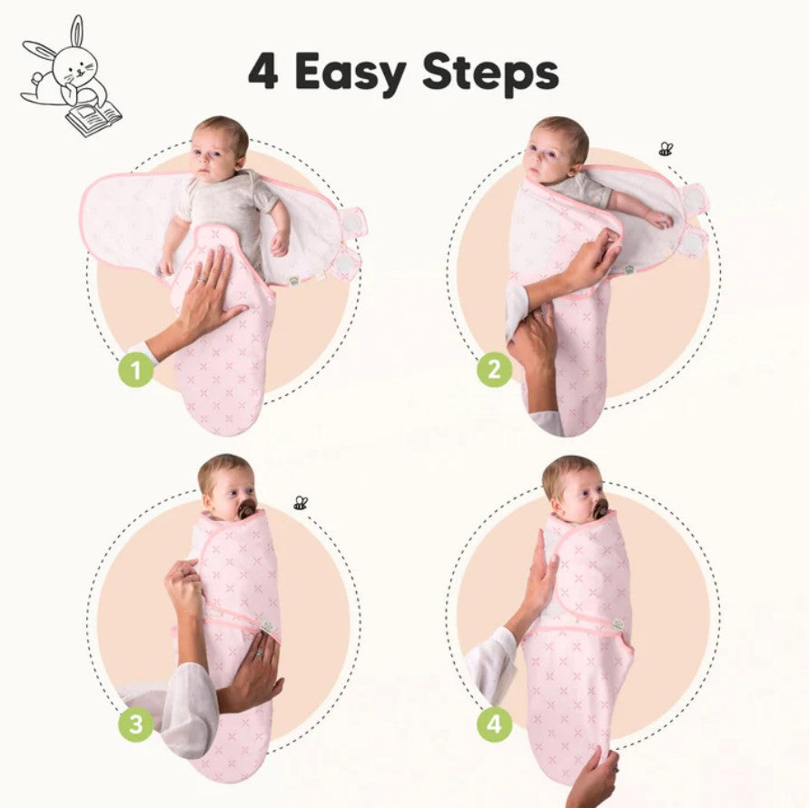 Антистрес Пелени За Повиване Organic 0-3 месеца 3бр Розови Цветя KeaBabies