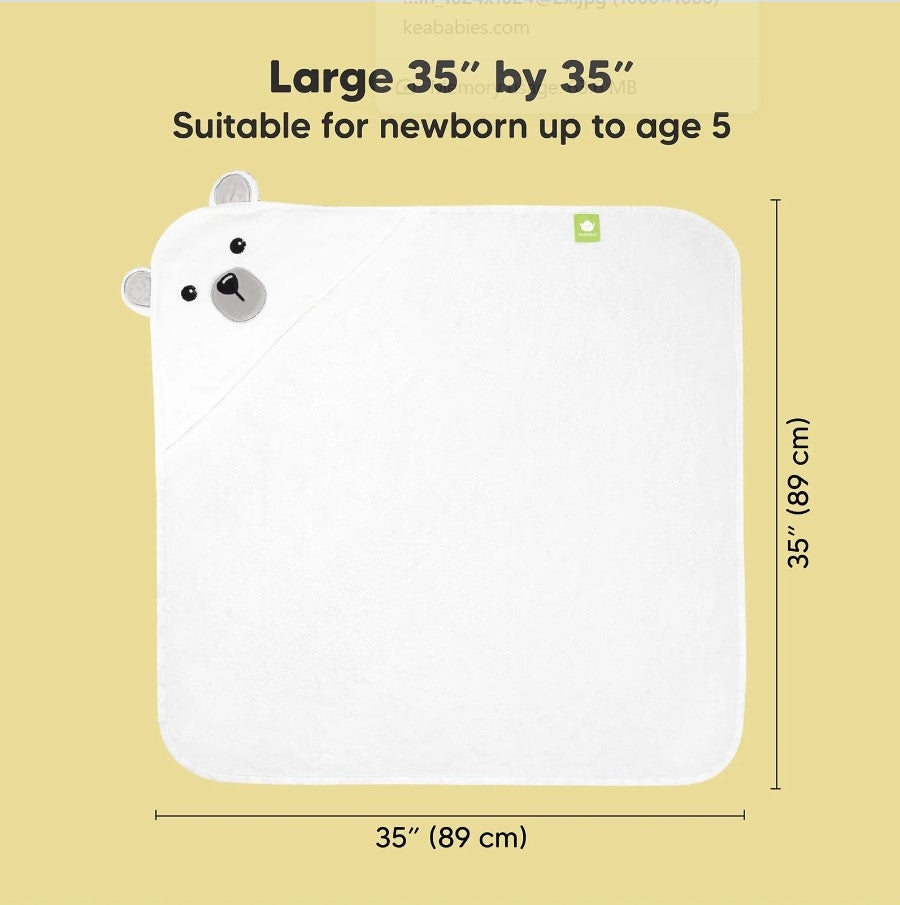 Бебешка Хавлия с качулка От Органичен Бамбук Бяло Мече KeaBabies