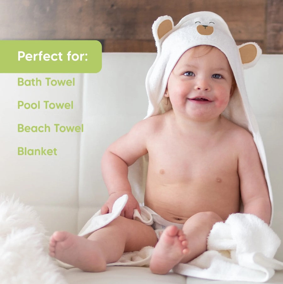 Бебешка Хавлия с качулка От Органичен Бамбук Кафяво Мече KeaBabies