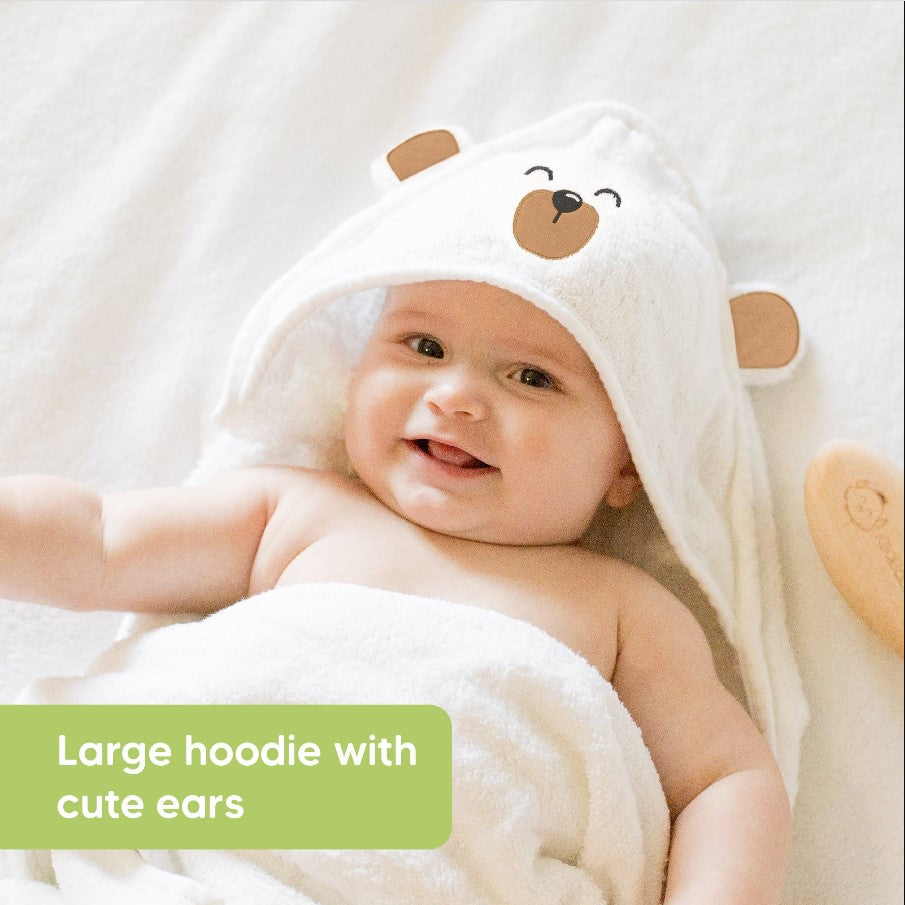 Бебешка Хавлия с качулка От Органичен Бамбук Кафяво Мече KeaBabies