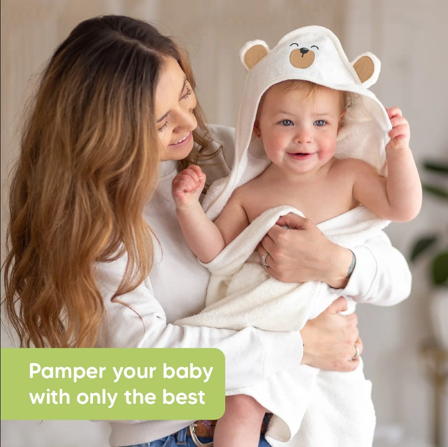 Бебешка Хавлия с качулка От Органичен Бамбук Кафяво Мече KeaBabies