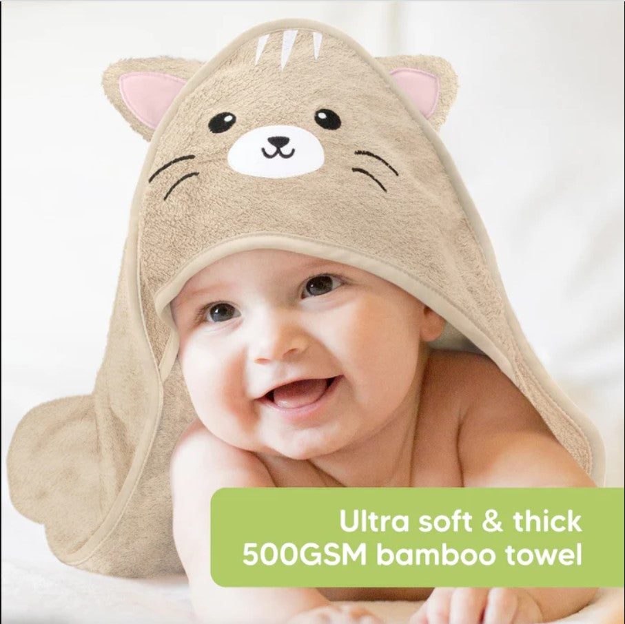 Бебешка Хавлия с качулка От Органичен Бамбук Котка KeaBabies