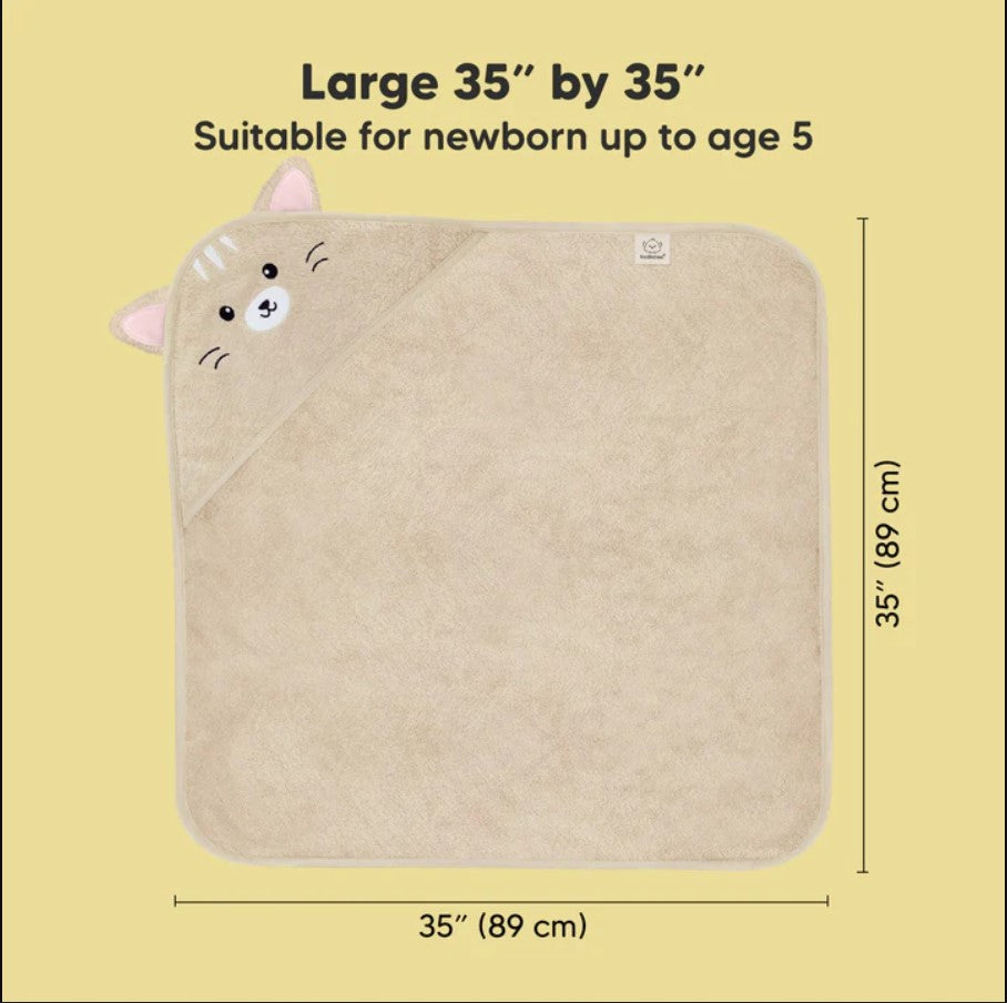 Бебешка Хавлия с качулка От Органичен Бамбук Котка KeaBabies