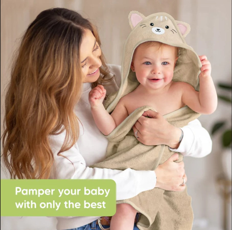 Бебешка Хавлия с качулка От Органичен Бамбук Котка KeaBabies