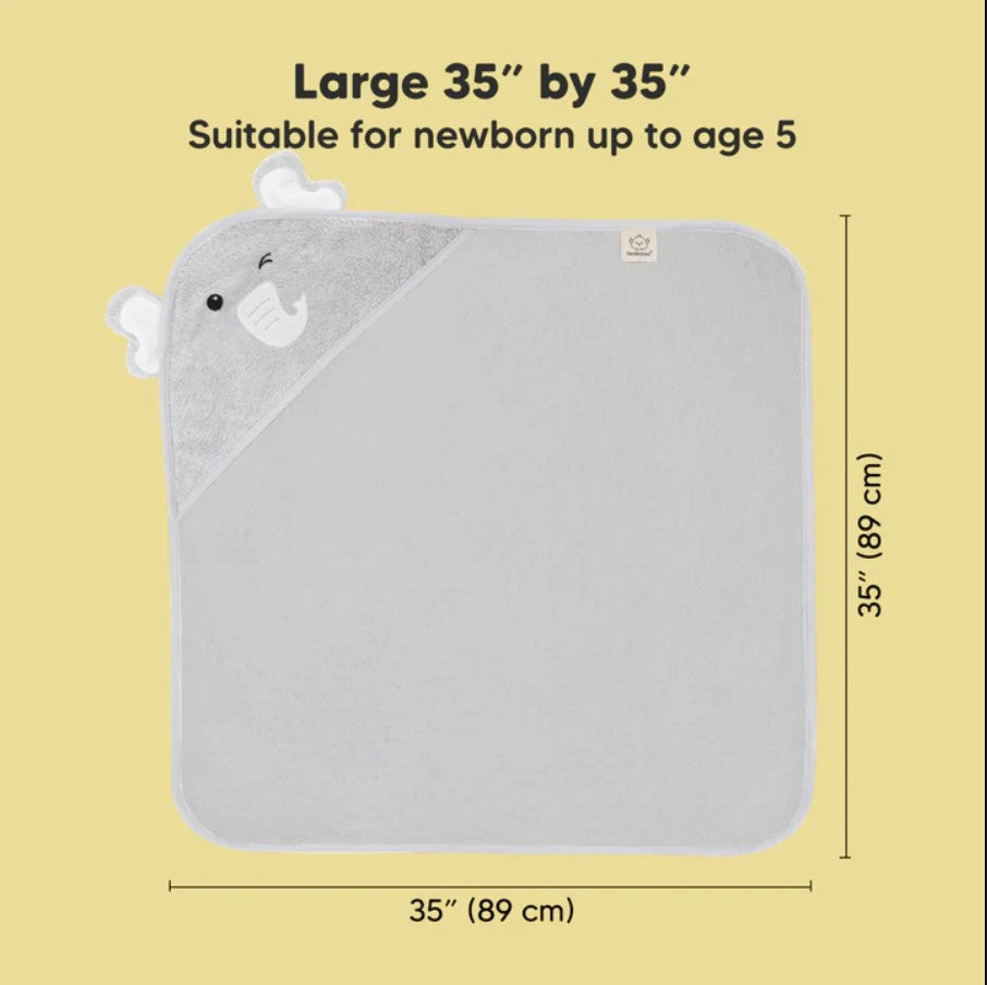 Бебешка Хавлия с качулка От Органичен Бамбук Слонче KeaBabies