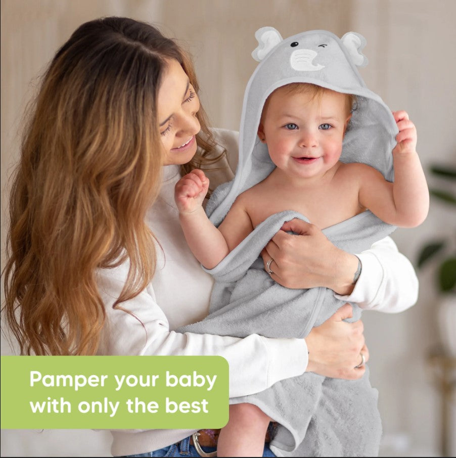 Бебешка Хавлия с качулка От Органичен Бамбук Слонче KeaBabies