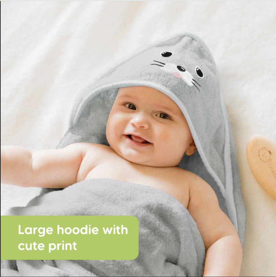 Бебешка Хавлия с качулка От Органичен Бамбук Тюленче KeaBabies