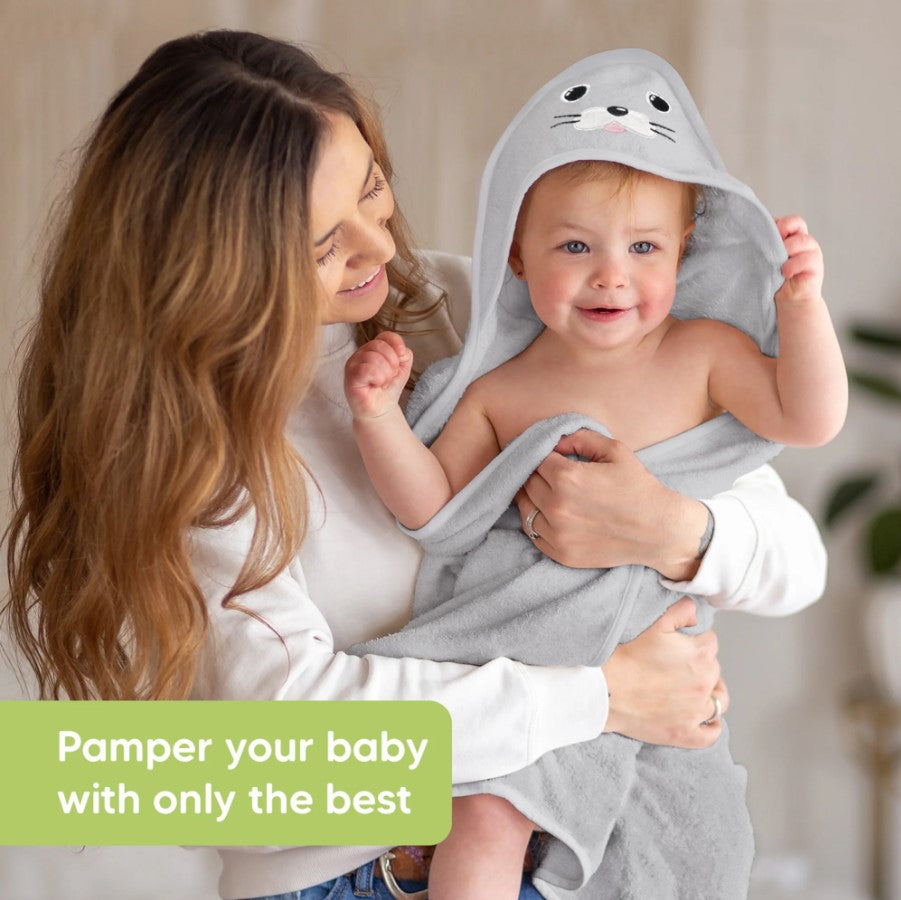 Бебешка Хавлия с качулка От Органичен Бамбук Тюленче KeaBabies