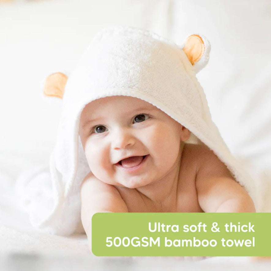 Бебешка Хавлия с качулка От Органичен Бамбук Мече KeaBabies