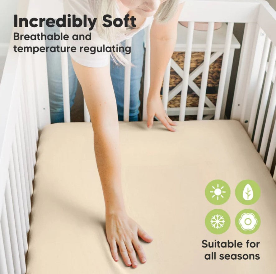 Чаршафи от Органичен Бамбук За Кошара Next To Me 2бр 66х97см Бежов/Бял Keababies