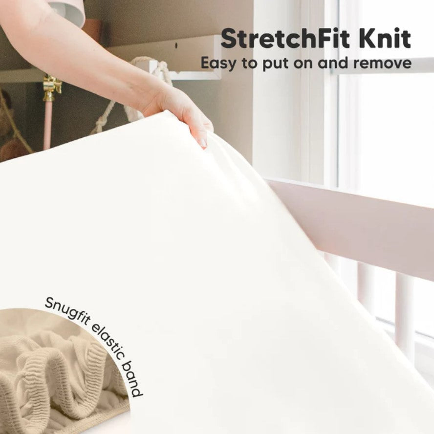 Чаршафи от Органичен Бамбук За Кошара Next To Me 2бр 66х97см Бежов/Бял Keababies