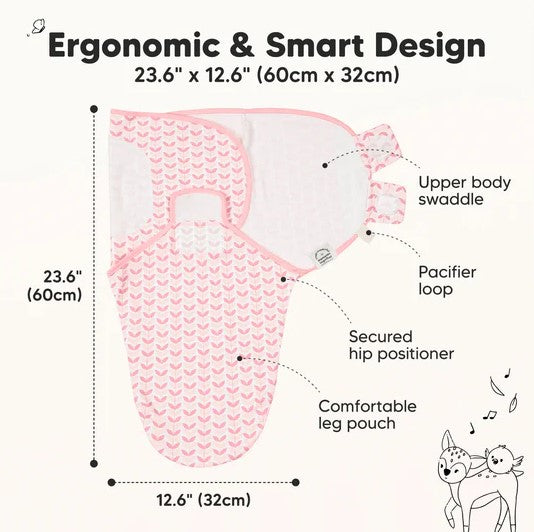 Scutece anti-stres organice 3-6 luni 3buc flori roz keababies