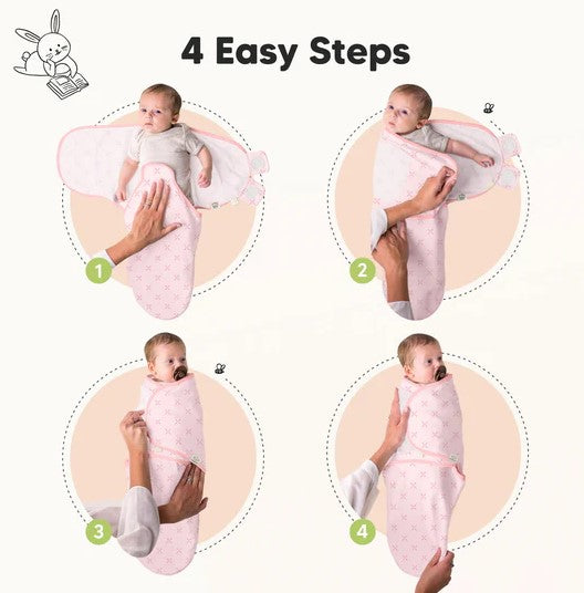 Scutece anti-stres organice 3-6 luni 3buc flori roz keababies