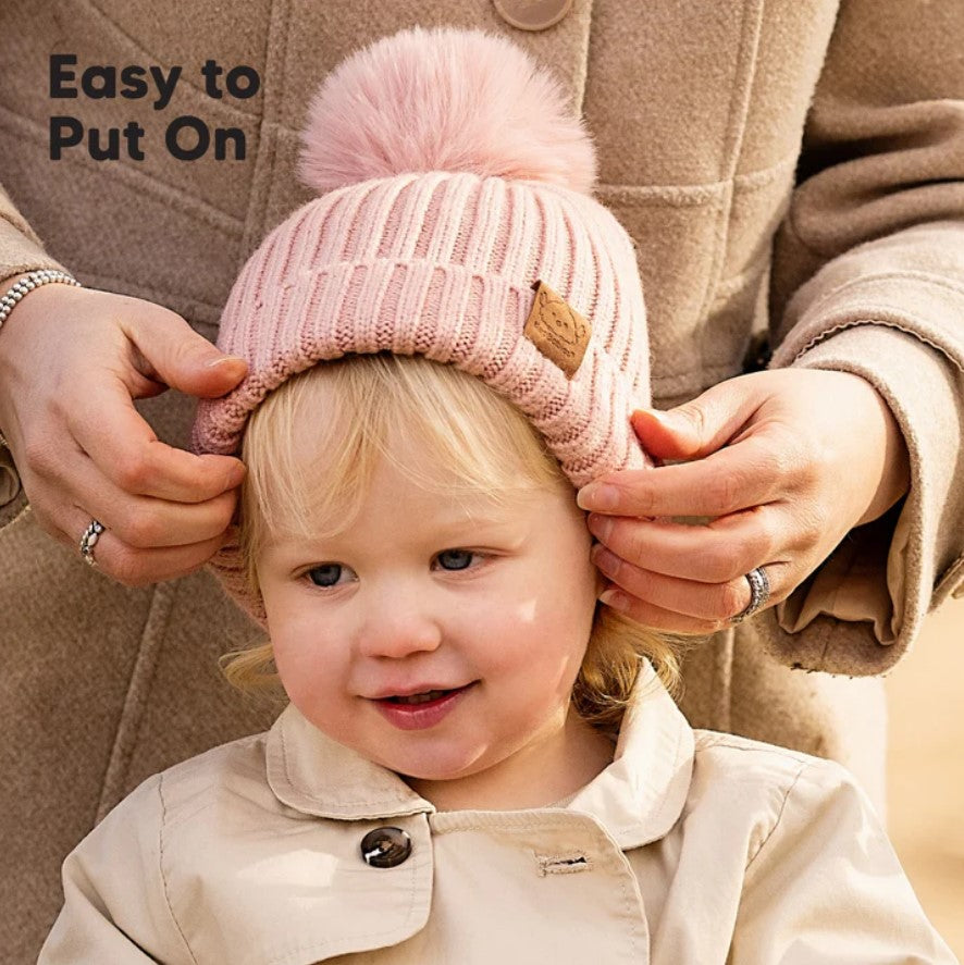 Зимна Детска Шапка 6-36м Розова 2 Броя Keababies