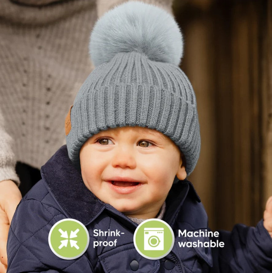 Зимна Детска Шапка 6-36м Сива 2 Броя Keababies