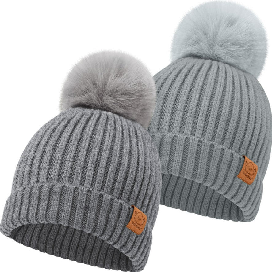 Зимна Детска Шапка 6-36м Сива 2 Броя Keababies