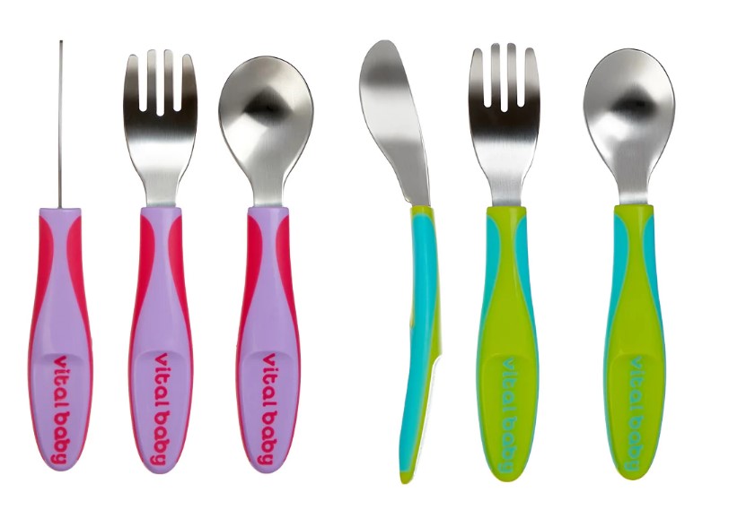 Детски метални прибори 12м+ Зелени Vital Baby