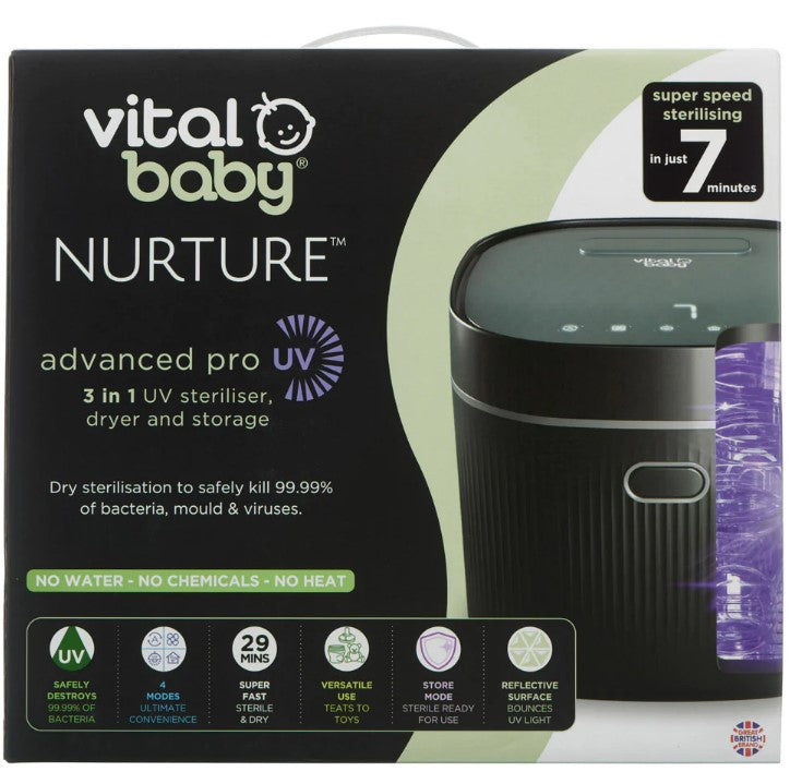 Стерилизатор с UV лъчи Advanced Pro с функция изсушаване Черен Vital Baby
