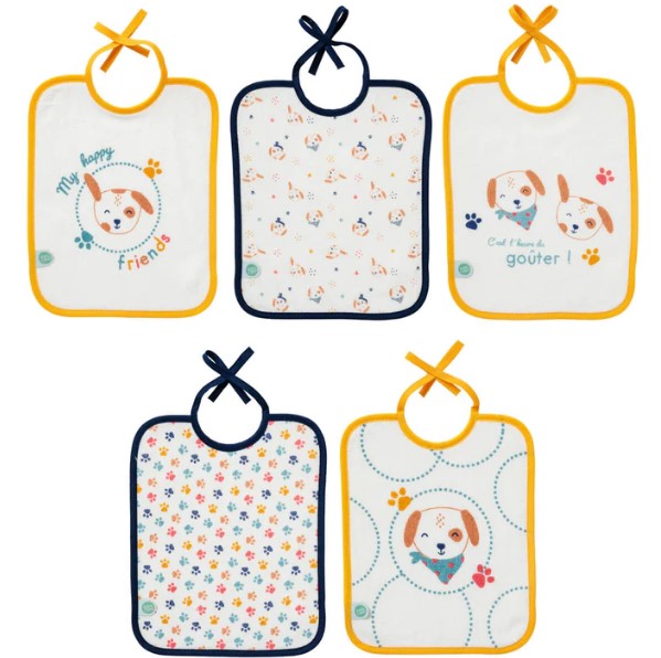 Set 5 bavete 20x25 cm - Toutou Babycalin