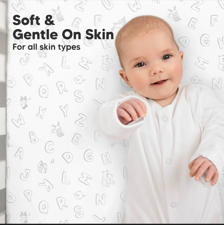 Cearşafuri din bumbac organic 2 buc 60x120 cm roz/alb Abc KeaBabies