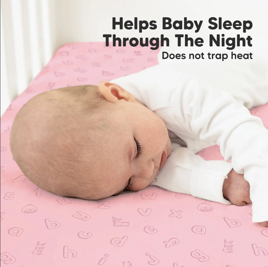 Cearşafuri din bumbac organic 2 buc 60x120 cm roz/alb Abc KeaBabies