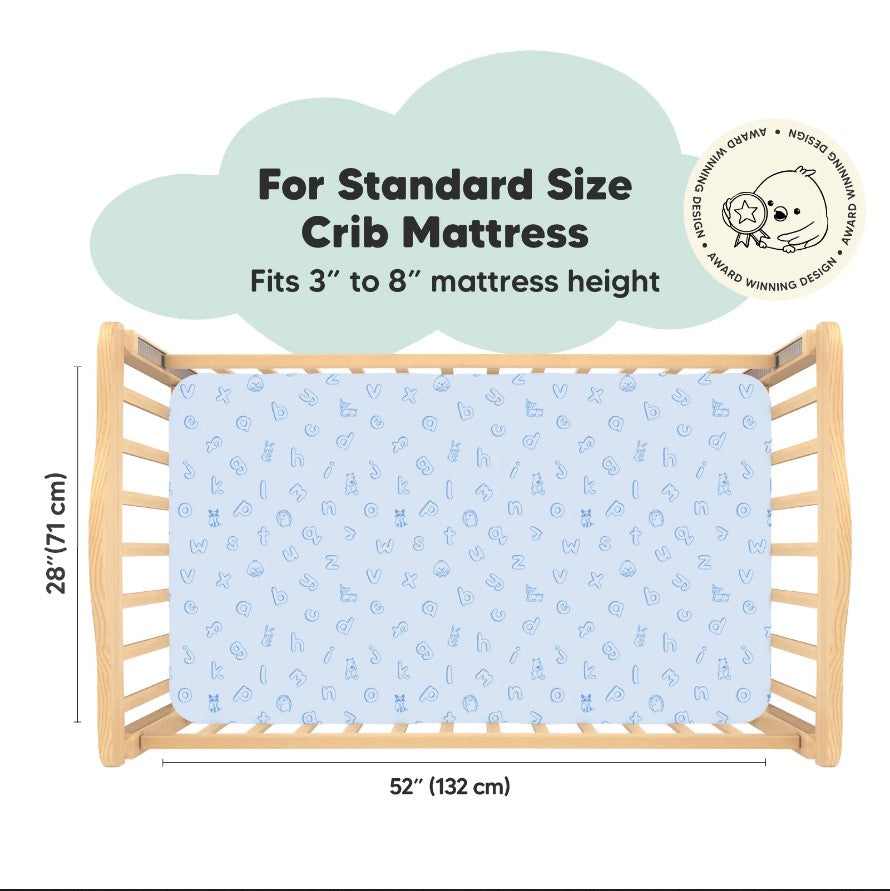 Чаршафи От Органичен Памук 2 Броя 60х120См Син/Бял Abc KeaBabies