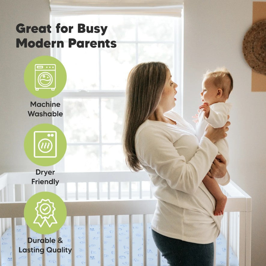 Чаршафи От Органичен Памук 2 Броя 60х120См Син/Бял Abc KeaBabies