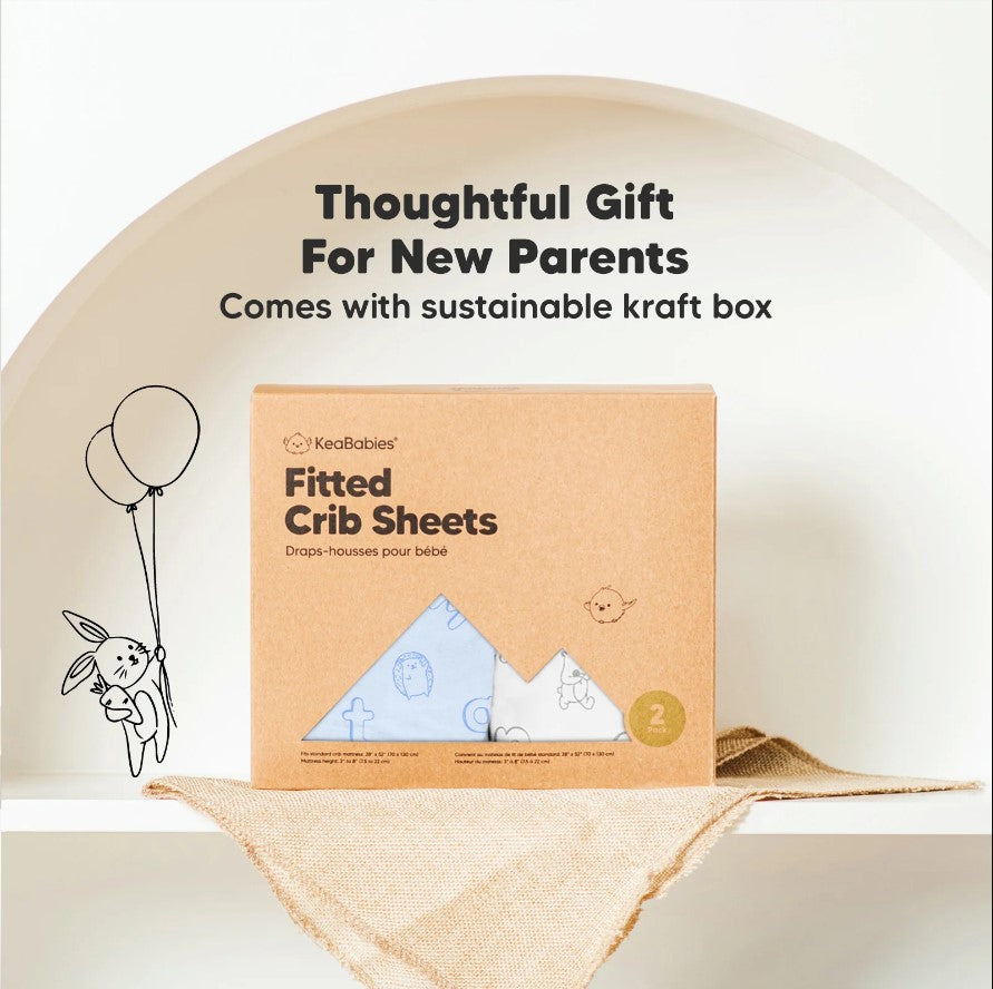 Чаршафи От Органичен Памук 2 Броя 60х120См Син/Бял Abc KeaBabies