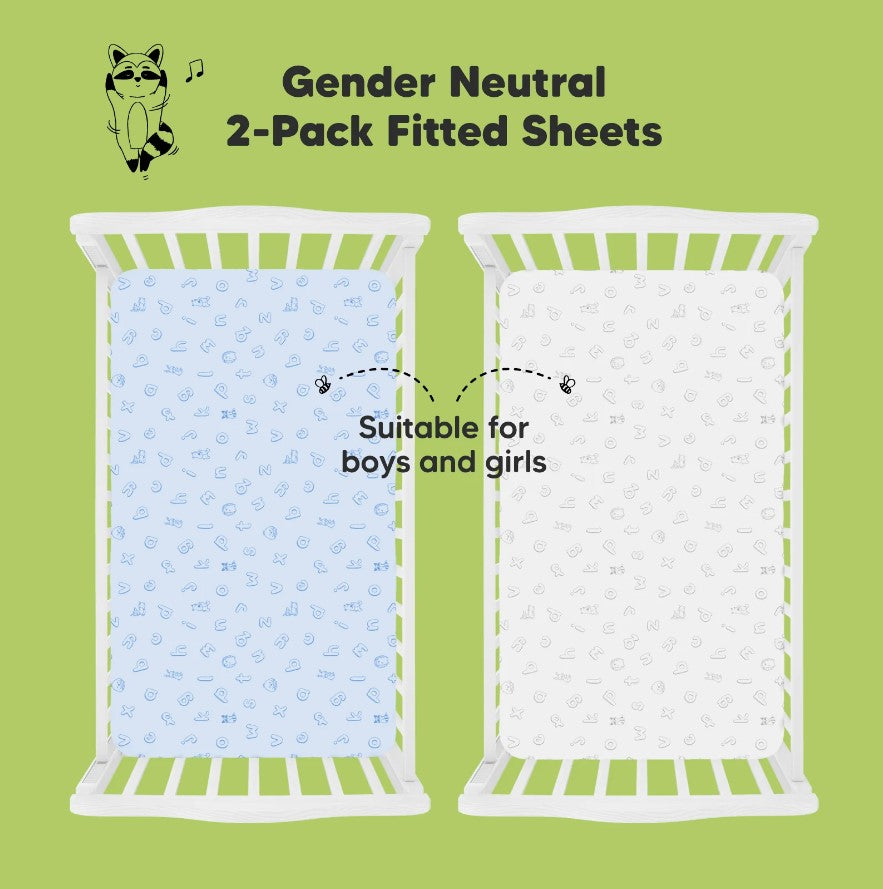 Чаршафи От Органичен Памук 2 Броя 60х120См Син/Бял Abc KeaBabies