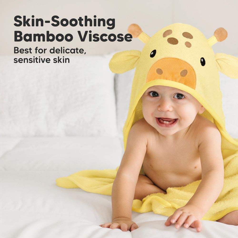 Бебешка Хавлия С Качулка От Органичен Бамбук Жираф Keababies