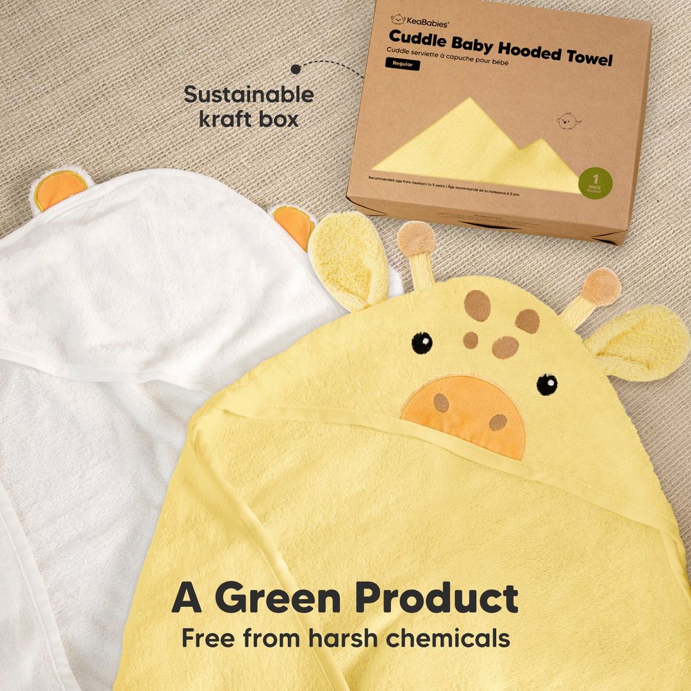Бебешка Хавлия С Качулка От Органичен Бамбук Жираф Keababies